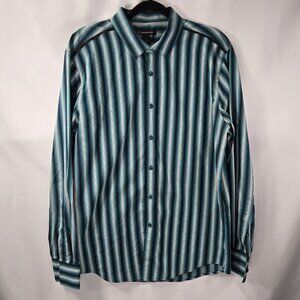 International Concepts Mens Large Multicolor Long Sleeve Striped Button Shirt